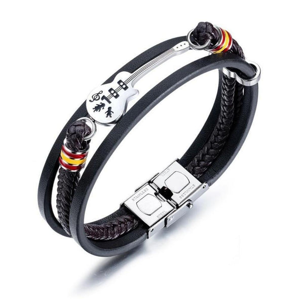 High-quality Leather Handmade Personalise Unique Bracelet Limited Edition(Guitar+Traditional guitar+ Beth+ Saxophone+Music )