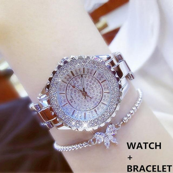 Luxury Brand Diamond Women Watches (with a ins Bracelet as Gift)