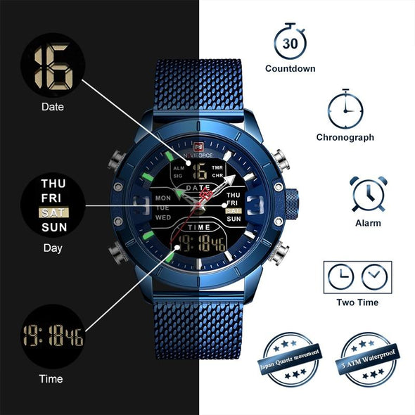NAVIFORCE - LED Digital Display Military Sport Quartz Wrist Watch