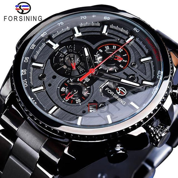Forsining - 3 Dial Calendar Display Automatic Mechanical Wrist Watch