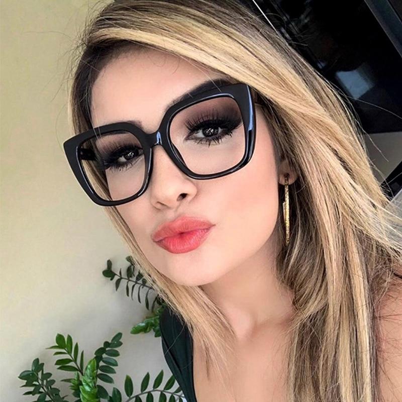 women's eyeglass frame New black Square glasses frame women Big glasse –  Jollynova